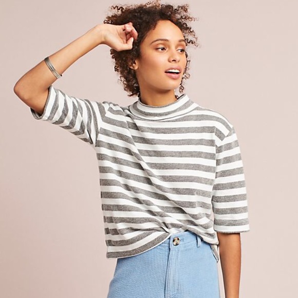 Anthropologie Tops - Anthropologie t.la Striped Terry Turtleneck size M